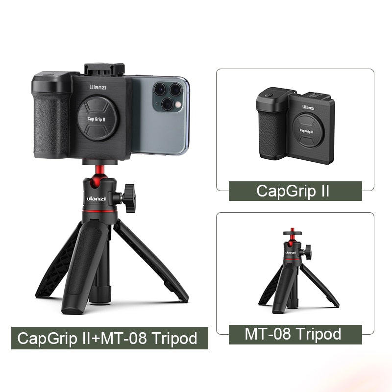 Ulanzi CapGrip I II Smartphone de mano Selfie Booster agarre de mano Bluetooth Control remoto obturador de teléfono para iPhone teléfono Android