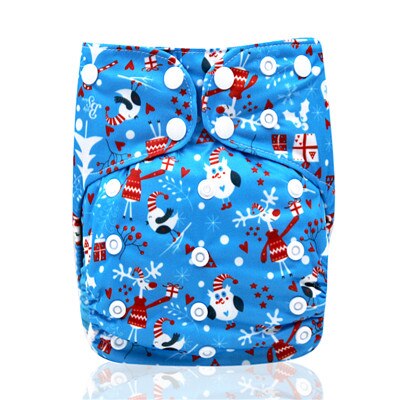 Pañales reutilizables AIO con impresión digital PORORO con 2 refuerzos de bambú, pañal de tela transpirable todo en uno de bambú