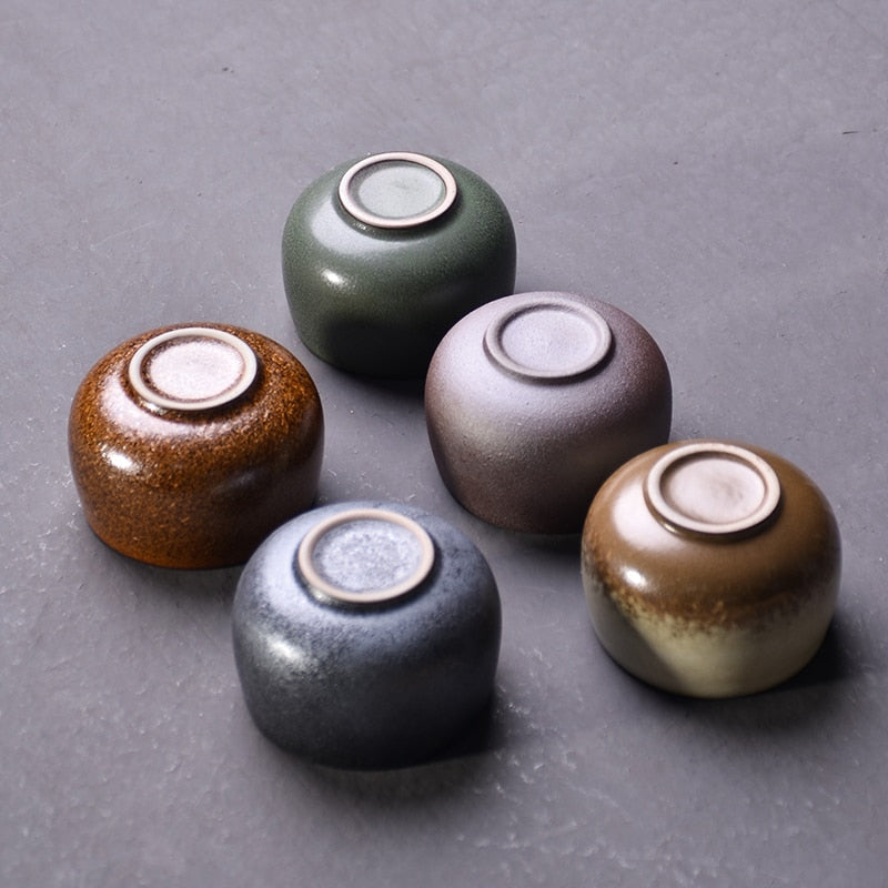 Juego de tazas de té de cerámica LUWU de 5 tazas, juegos de tazas de kung fu chino, vajilla de 80ml