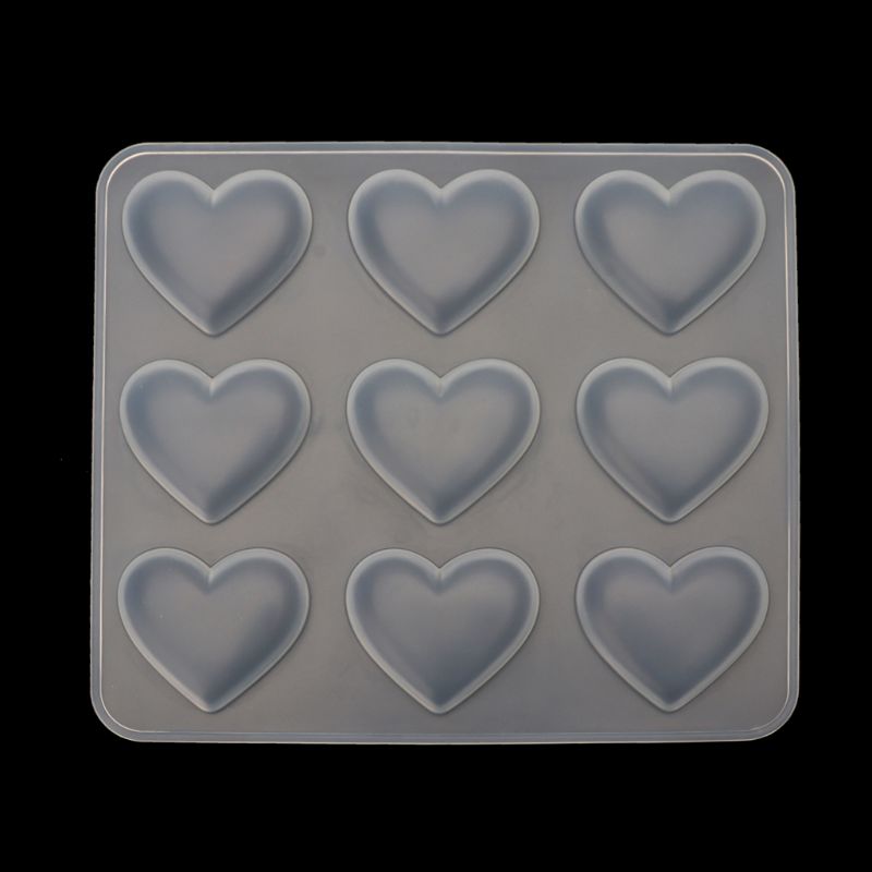 Molde para postres de silicona y Chocolate con forma de corazón de 9 tazas, molde para hornear magdalenas, molde para joyería de resina