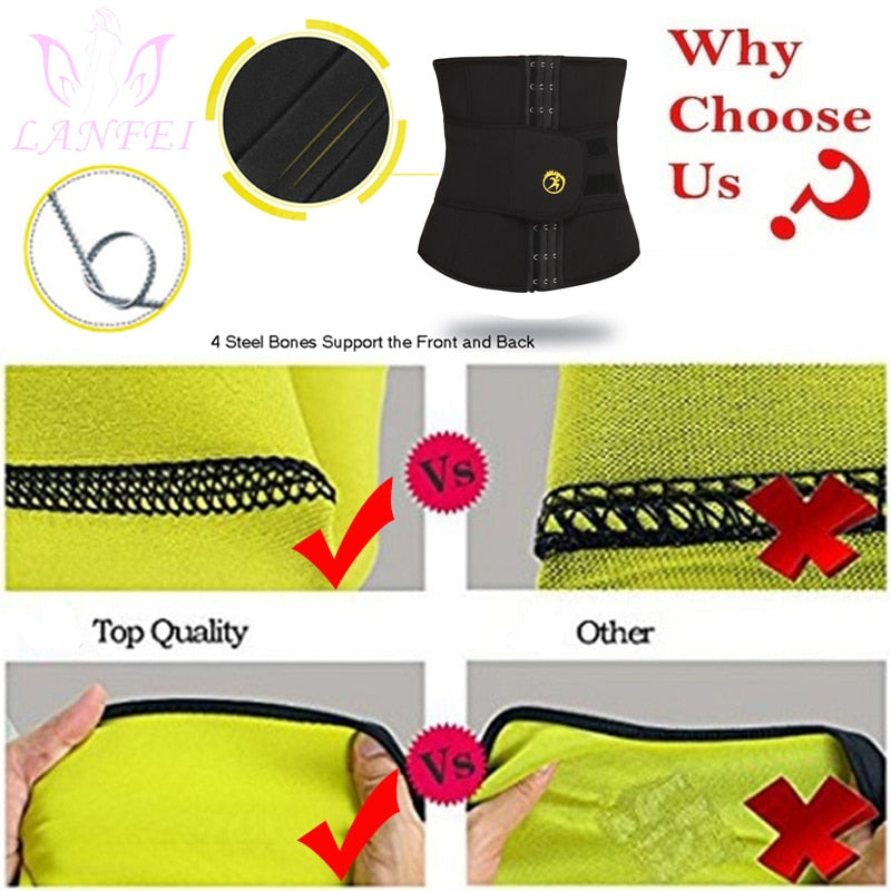 LANFEI Hot Waist Trainer Neoprene Men Body Shaper Tummy Control Belt Sauna Slimming Strap Fitness Sweat Shapewear for Fat Burner