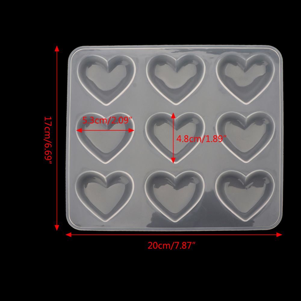 Molde para postres de silicona y Chocolate con forma de corazón de 9 tazas, molde para hornear magdalenas, molde para joyería de resina