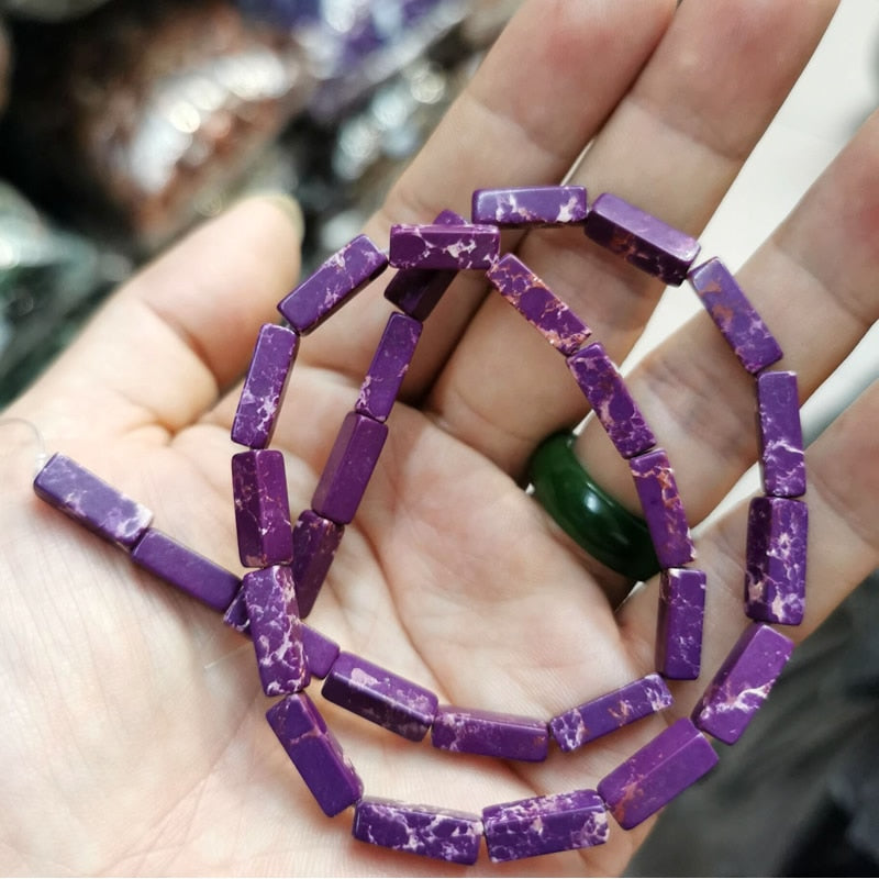 Cuentas cuadradas de piedra imperial multicolor de 4x13mm, piedra de sedimento marino Natural se utiliza para la producción de pulseras de joyería DIY