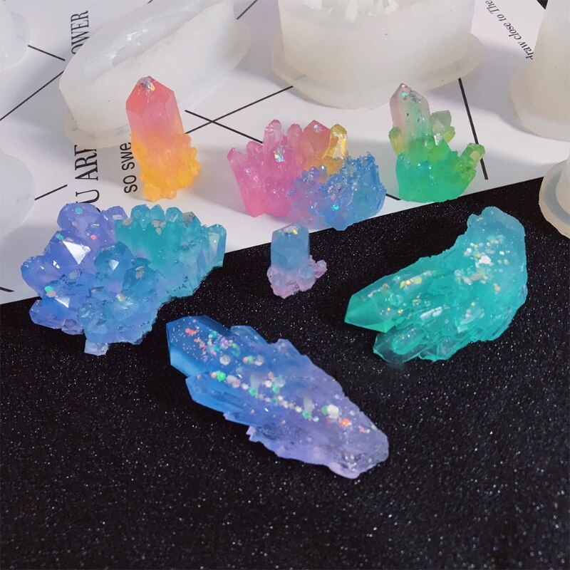 Simulación de piedra Original, grupo de cristal, Molde de resina Epoxy, molde de silicona para manualidades, joyería, herramienta de fabricación de colgantes