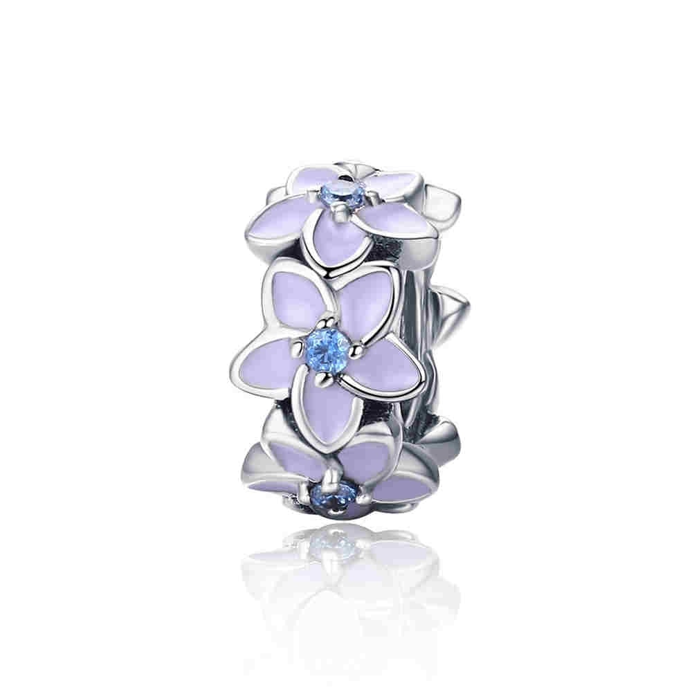 BISAER, espaciador de Plata de Ley 925, corazón de cereza, ojo azul, cuentas con tapón de flor, abalorio compatible con pulsera, accesorios DIY, joyería