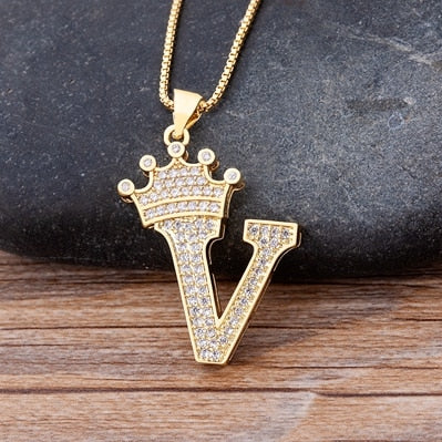 Nidin, nuevo collar de cadena con colgante de alfabeto AZ de circonita de cobre de lujo, estilo Hip-Hop, joyería de nombre inicial para mujer y hombre
