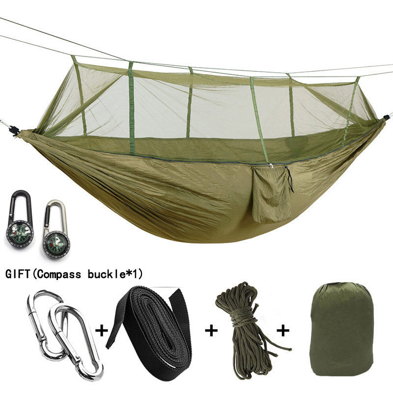 Hamaca para acampar/jardín con mosquitera, muebles de exterior para 1-2 personas, cama colgante portátil, columpio para dormir de tela de paracaídas resistente