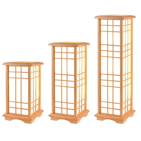 Lámparas de pie japonesas modernas estilo Tatami, lámpara LED de madera de forma cuadrada, lámparas de pie para dormitorio, sala de estar, lámpara alta E27