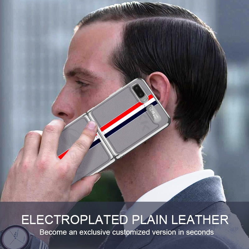 GKK Luxury Leather Fold Case For Samsung Galaxy Z Fold 2 Flip Case Plating Edge Anti-knock Cover For Samsung Galaxy Z Fold2 Flip