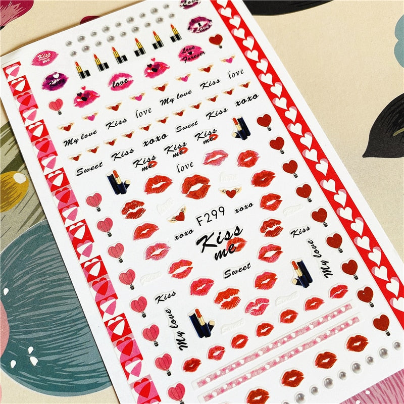 MG191002-12 Love Heart Kiss Valentine's Day 3D Back glue Nail decal Nail sticker Nail decoration Nail art Nail ornament
