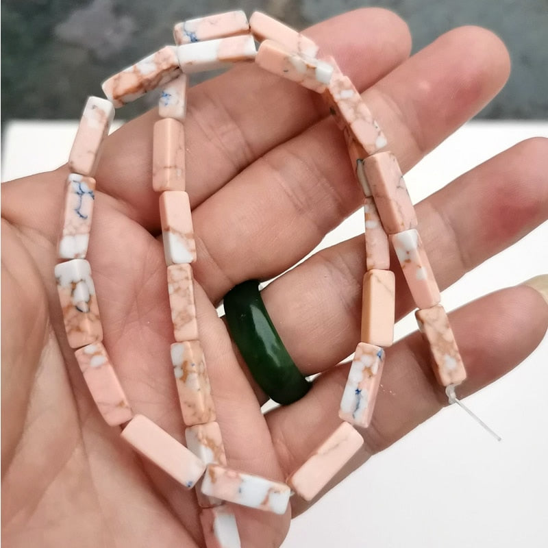 Cuentas cuadradas de piedra imperial multicolor de 4x13mm, piedra de sedimento marino Natural se utiliza para la producción de pulseras de joyería DIY