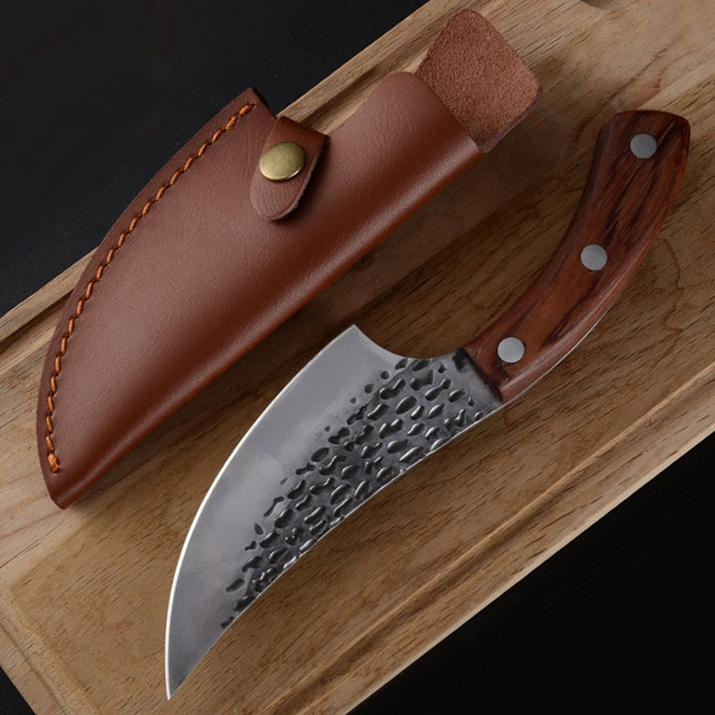 Cuchillo de Chef serbio de 5,5 pulgadas, cuchillo de caza forjado hecho a mano para exteriores, cuchillo de cocina de acero inoxidable, cuchillo de carnicero para deshuesar