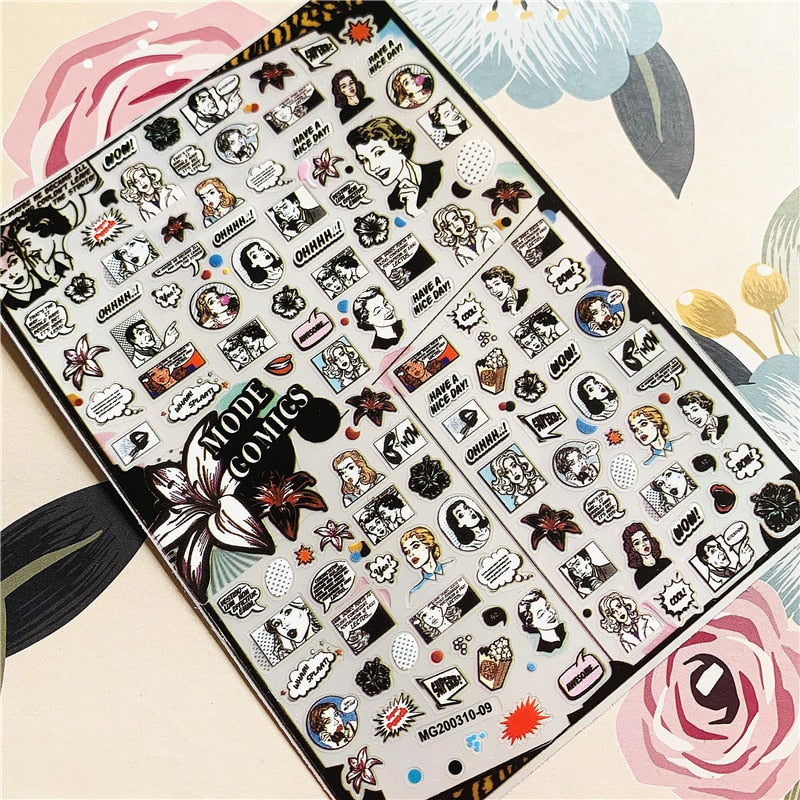 MG191002-12 Love Heart Kiss Valentine's Day 3D Back glue Nail decal Nail sticker Nail decoration Nail art Nail ornament