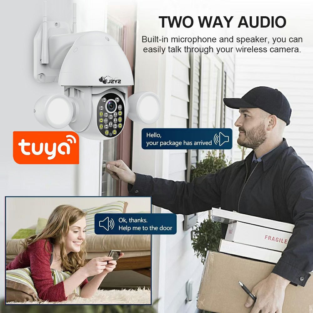 Cámaras de seguridad con reflector de 3MP, Wifi, Tuya Smartlife, Google, Alexa, AI, seguimiento automático, detección de movimiento, videovigilancia CCTV