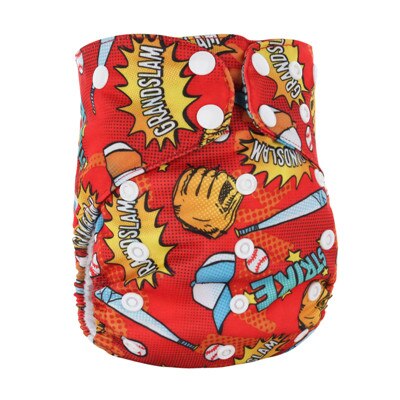 Pañales reutilizables AIO con impresión digital PORORO con 2 refuerzos de bambú, pañal de tela transpirable todo en uno de bambú