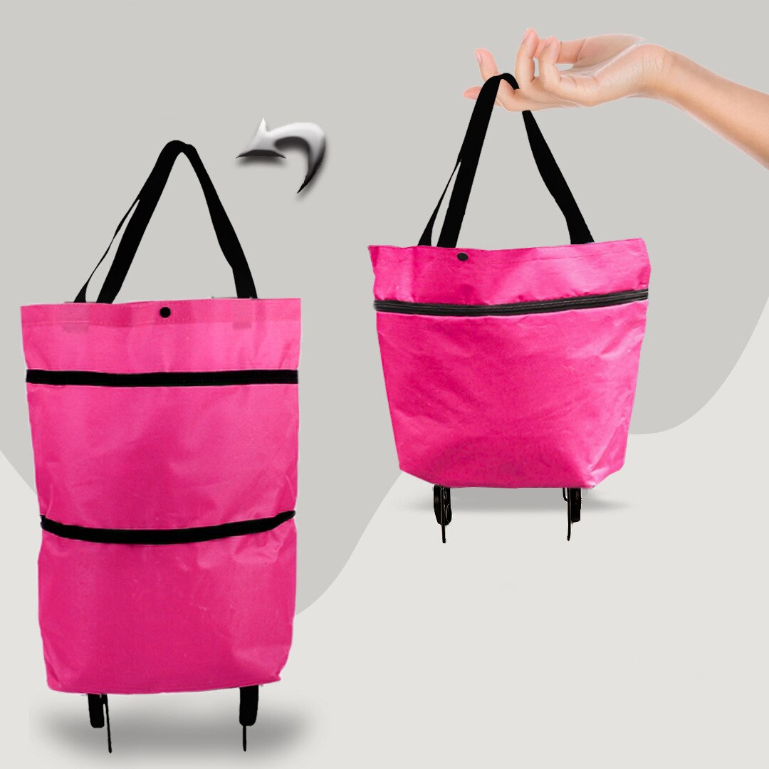 Bolsa de almacenamiento plegable de alta capacidad para compras, organizador de alimentos, bolsa con ruedas, bolsas de compras portátiles, comprar bolsas para verduras
