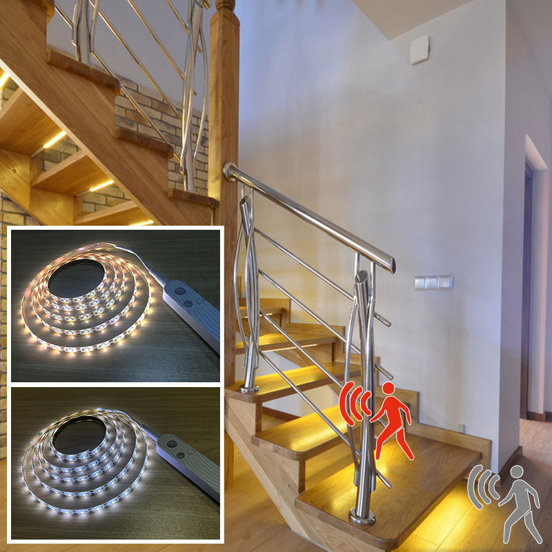 Luz LED inteligente para escalera debajo de la cama, Detector de luz con Sensor PIR, Control inteligente, lámpara de pared, armario, cocina, 3M, 2M, 1M