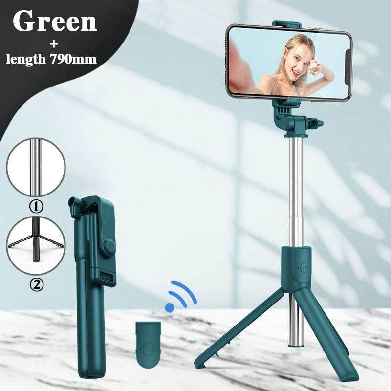 Palo de Selfie inalámbrico con Bluetooth, Mini trípode plegable Compatible con teléfono con luz de relleno, Control remoto del obturador para IOS y Android