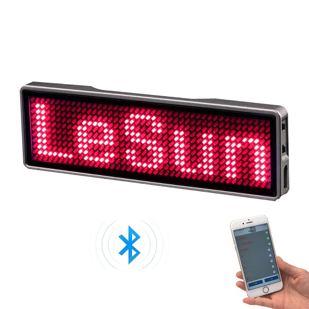 Insignia LED Digital Bluetooth recargable, Insignia DIY, tablero de mensajes desplazable programable, Mini pantalla LED, etiqueta de nombre LED