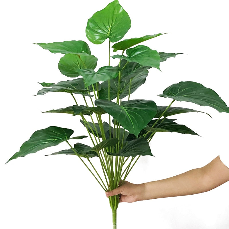 Plantas falsas de 75cm y 24 tenedores, rama de árbol Artificial grande de Monstera, hoja de tortuga falsa de palma Tropical de plástico para decoración de la habitación del jardín del hogar