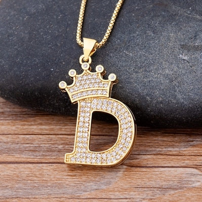 Nidin, nuevo collar de cadena con colgante de alfabeto AZ de circonita de cobre de lujo, estilo Hip-Hop, joyería de nombre inicial para mujer y hombre