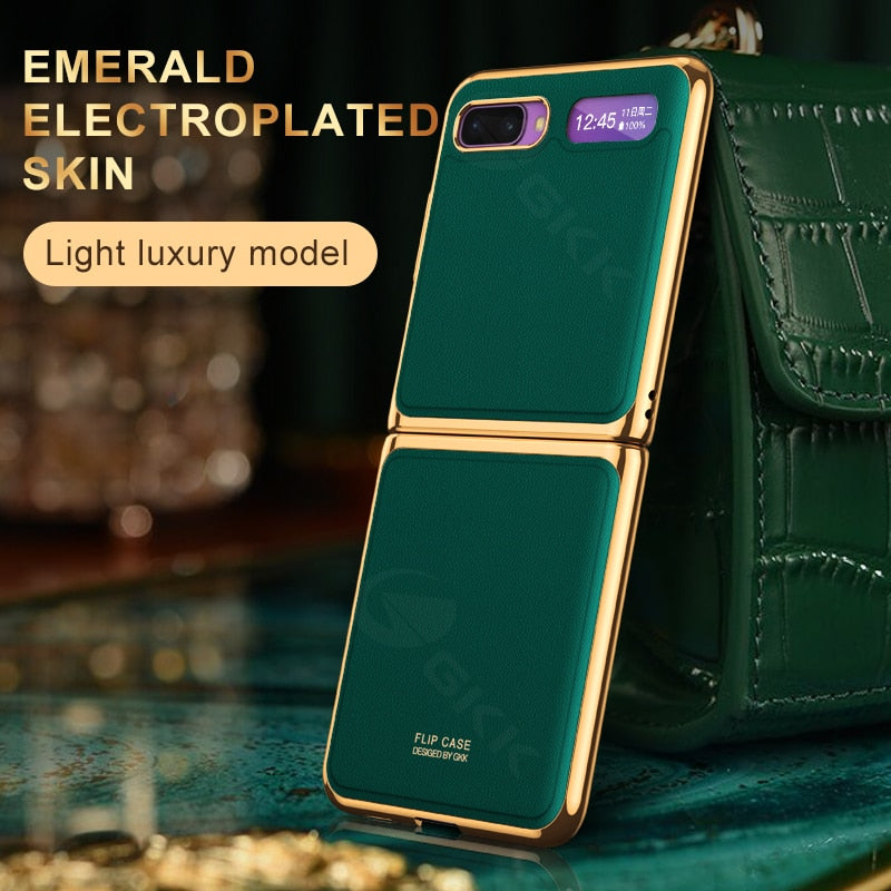 GKK Luxury Leather Fold Case For Samsung Galaxy Z Fold 2 Flip Case Plating Edge Anti-knock Cover For Samsung Galaxy Z Fold2 Flip