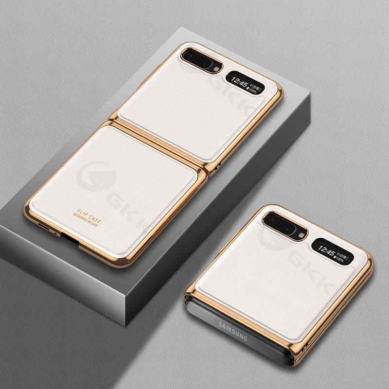 GKK Luxury Leather Fold Case For Samsung Galaxy Z Fold 2 Flip Case Plating Edge Anti-knock Cover For Samsung Galaxy Z Fold2 Flip
