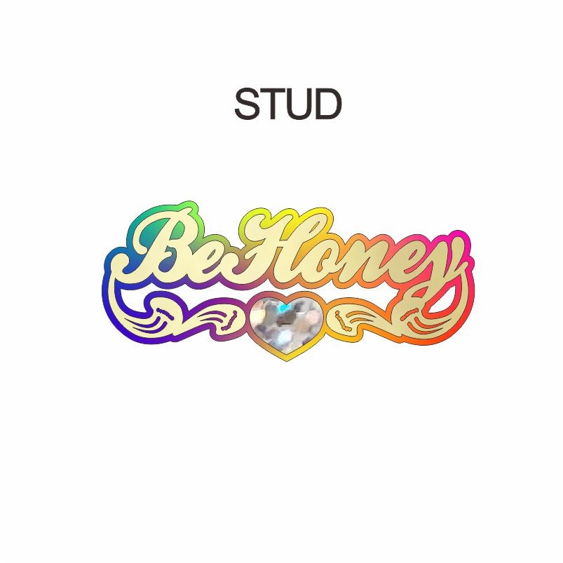 BeHoney moda personalidad Simple acrílico nombre personalizado pendientes de bambú dibujos animados arco iris nombre collar joyería regalo de Navidad C4