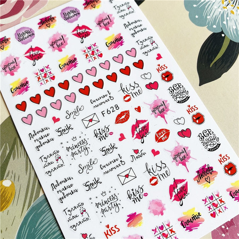 MG191002-12 Love Heart Kiss Valentine's Day 3D Back glue Nail decal Nail sticker Nail decoration Nail art Nail ornament