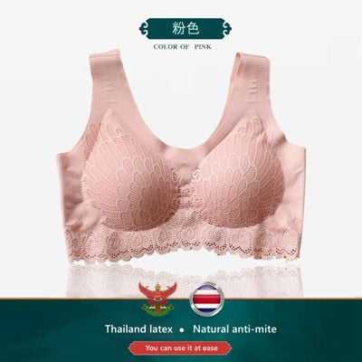 Ropa interior de látex tailandesa, sujetador para mujer, pecho pequeño, anillo de acero sin costuras, chaleco deportivo sin costuras, espalda de encaje