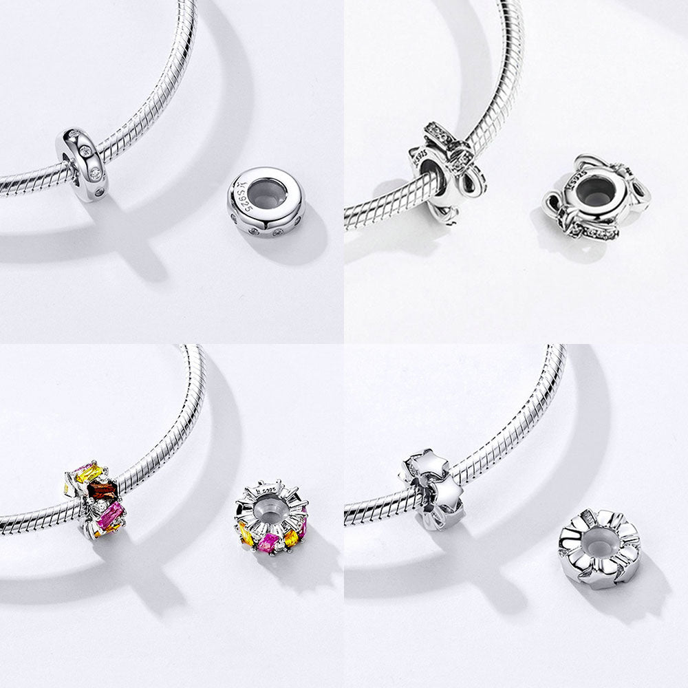 BISAER, espaciador de Plata de Ley 925, corazón de cereza, ojo azul, cuentas con tapón de flor, abalorio compatible con pulsera, accesorios DIY, joyería