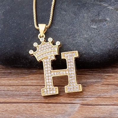 Nidin, nuevo collar de cadena con colgante de alfabeto AZ de circonita de cobre de lujo, estilo Hip-Hop, joyería de nombre inicial para mujer y hombre