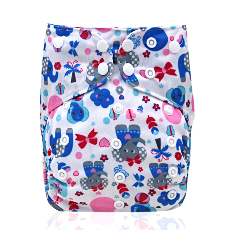Pañales reutilizables AIO con impresión digital PORORO con 2 refuerzos de bambú, pañal de tela transpirable todo en uno de bambú