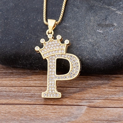 Nidin, nuevo collar de cadena con colgante de alfabeto AZ de circonita de cobre de lujo, estilo Hip-Hop, joyería de nombre inicial para mujer y hombre
