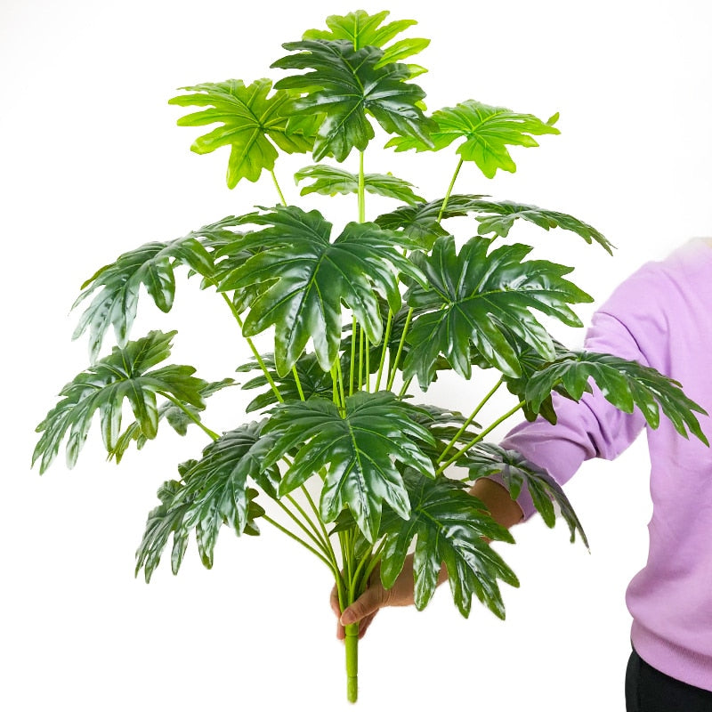 Plantas falsas de 75cm y 24 tenedores, rama de árbol Artificial grande de Monstera, hoja de tortuga falsa de palma Tropical de plástico para decoración de la habitación del jardín del hogar