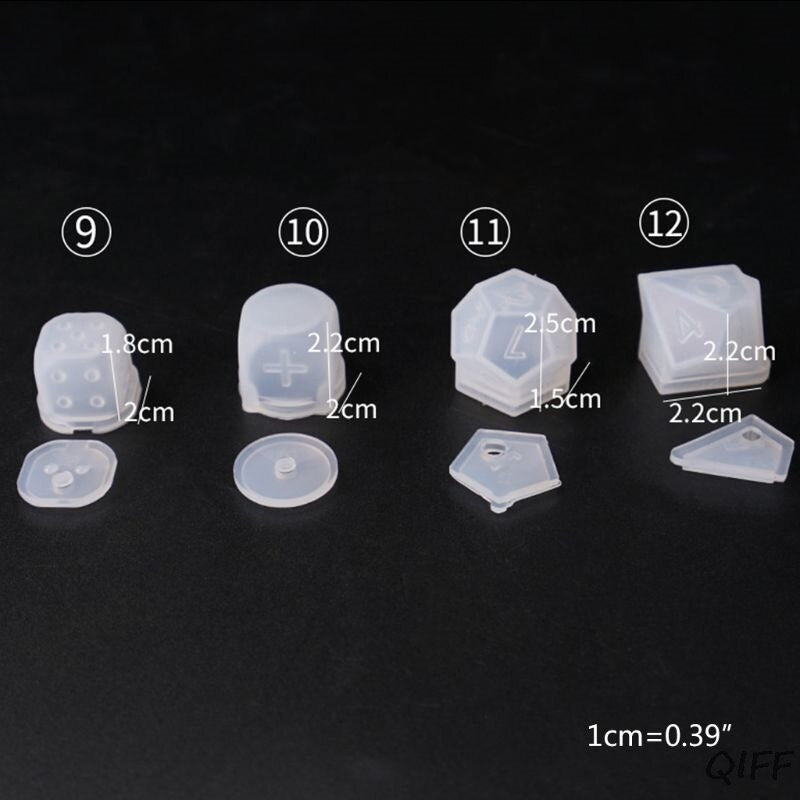 DIY Crystal Epoxy Mold Dice Fillet Shape Multi-spec Digital Game Silicone Mould