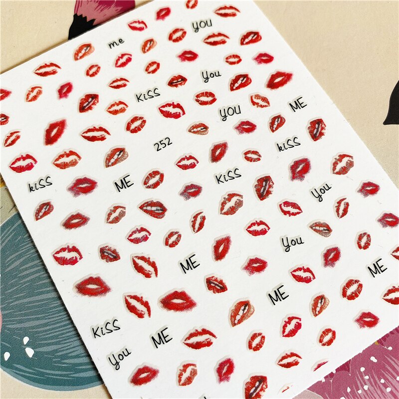 MG191002-12 Love Heart Kiss Valentine's Day 3D Back glue Nail decal Nail sticker Nail decoration Nail art Nail ornament