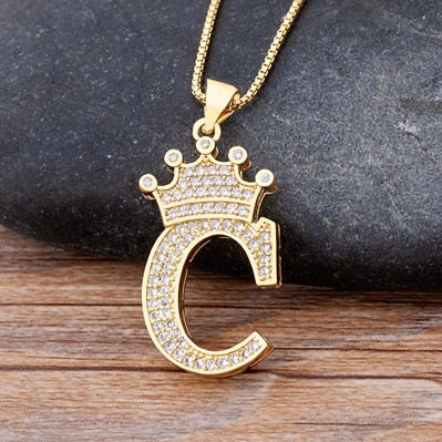 Nidin, nuevo collar de cadena con colgante de alfabeto AZ de circonita de cobre de lujo, estilo Hip-Hop, joyería de nombre inicial para mujer y hombre