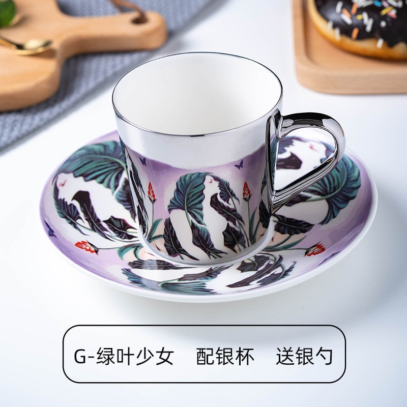 Ins Mirror Reflection Cup Coffee mug Picasso Ceramic Coffee Cup and Saucer Set lion Funny Mugs for Friend Birthday Best Gift