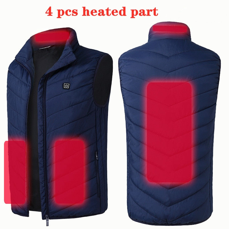 Chaleco calefactable de 9/11 lugares para hombres y mujeres, chaqueta calefactora por USB, ropa térmica, chaleco de caza, chaqueta calefactora de invierno, BlackS-6XL