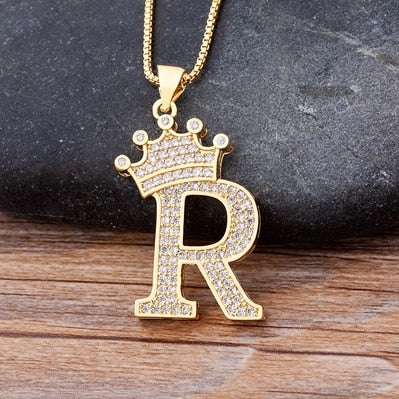 Nidin, nuevo collar de cadena con colgante de alfabeto AZ de circonita de cobre de lujo, estilo Hip-Hop, joyería de nombre inicial para mujer y hombre