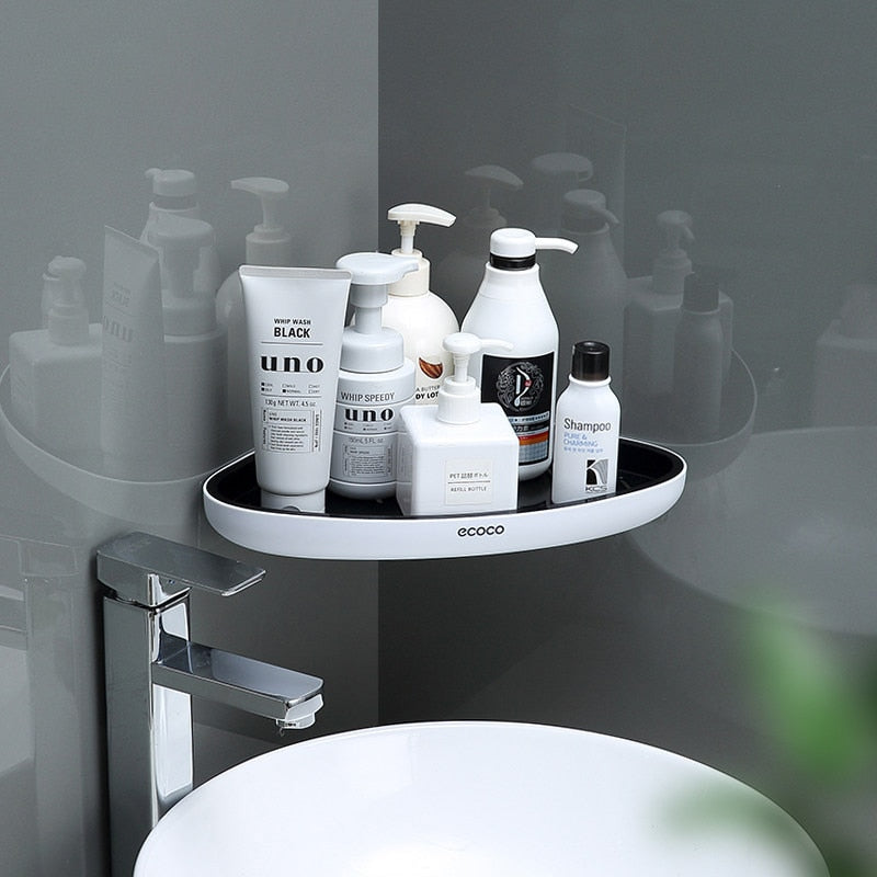 Estante de baño, estante de almacenamiento triangular, organizador de almacenamiento para lociones, ama de llaves, organizador de pared para accesorios de baño