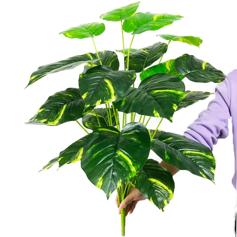 Plantas falsas de 75cm y 24 tenedores, rama de árbol Artificial grande de Monstera, hoja de tortuga falsa de palma Tropical de plástico para decoración de la habitación del jardín del hogar