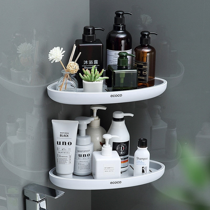 Estante de baño, estante de almacenamiento triangular, organizador de almacenamiento para lociones, ama de llaves, organizador de pared para accesorios de baño