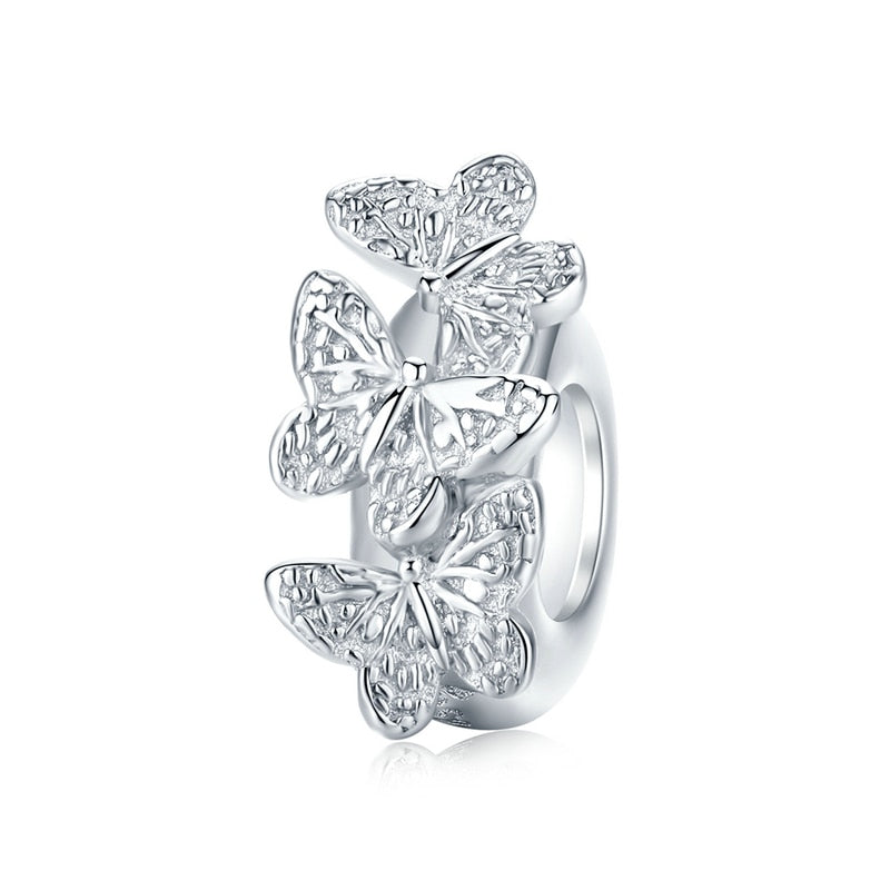 BISAER, espaciador de Plata de Ley 925, corazón de cereza, ojo azul, cuentas con tapón de flor, abalorio compatible con pulsera, accesorios DIY, joyería