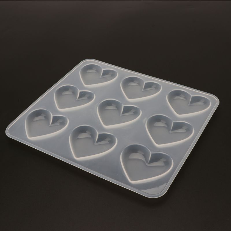 Molde para postres de silicona y Chocolate con forma de corazón de 9 tazas, molde para hornear magdalenas, molde para joyería de resina