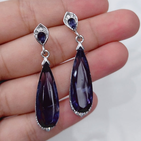 Pendientes creativos de Retro Azul con forma de gota de cristal, pendientes colgantes clásicos Vintage para mujer, joyería de moda para fiesta, el mejor regalo