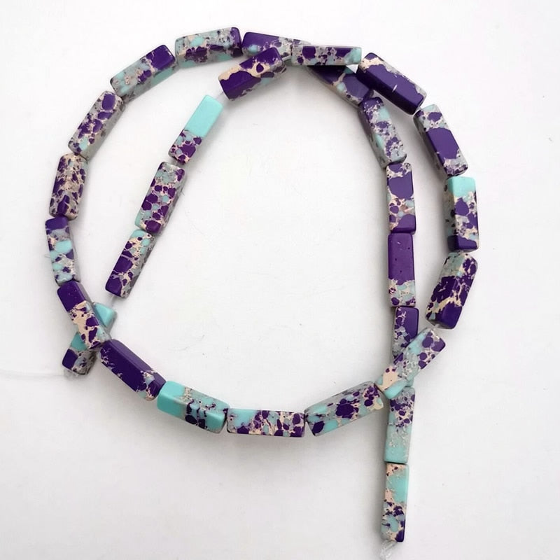 Cuentas cuadradas de piedra imperial multicolor de 4x13mm, piedra de sedimento marino Natural se utiliza para la producción de pulseras de joyería DIY