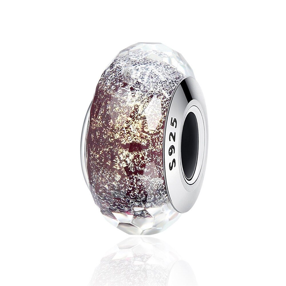 WOSTU Plata de Ley 925 auténtica cuentas de cristal rosa de Murano, dijes redondos aptos para Pulsera Original, colgante, fabricación de joyería de lujo