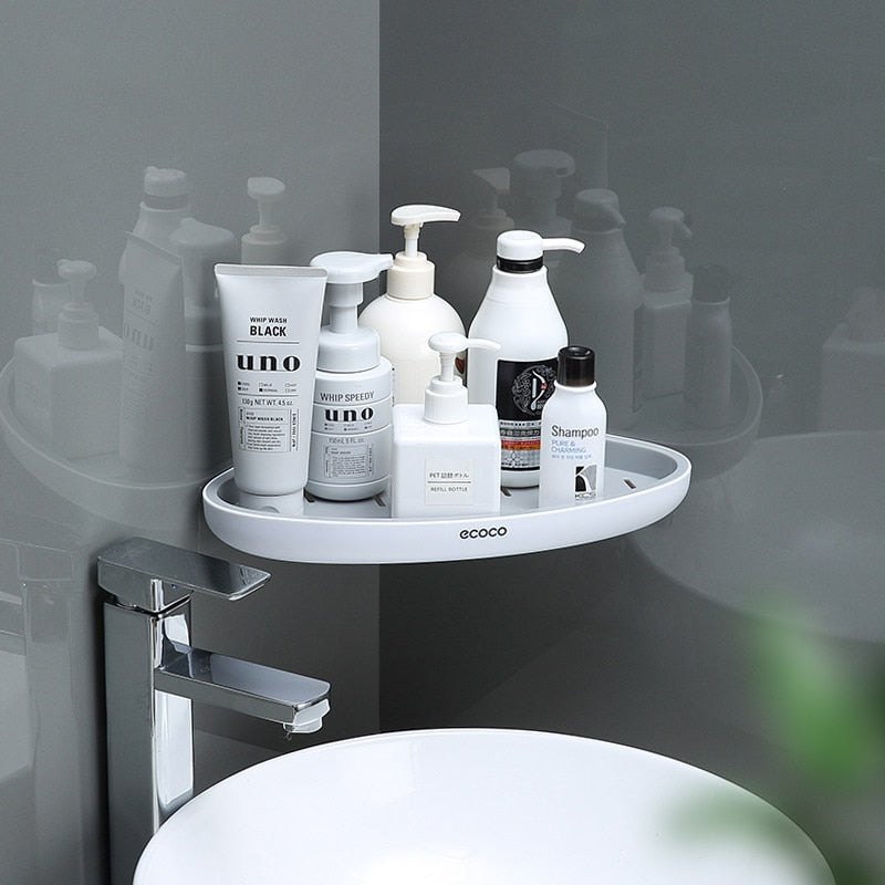 Estante de baño, estante de almacenamiento triangular, organizador de almacenamiento para lociones, ama de llaves, organizador de pared para accesorios de baño